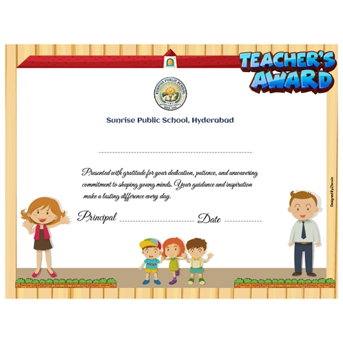 School Teacher Award Certificate 8.5 × 11 (US Letter) | Use on Laser Printer